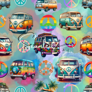 Hippie van seamless pattern