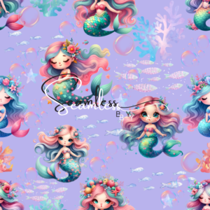 Cute mermaid seamless pattern