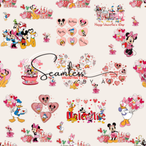 Valentines mouse and friends seamless pattern