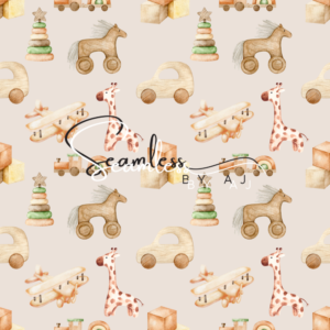 Wooden baby toy seamless pattern
