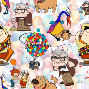 Up cartoon seamless pattern