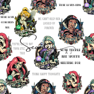 Tattooed princesses seamless pattern