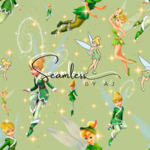 Green fairy seamless pattern